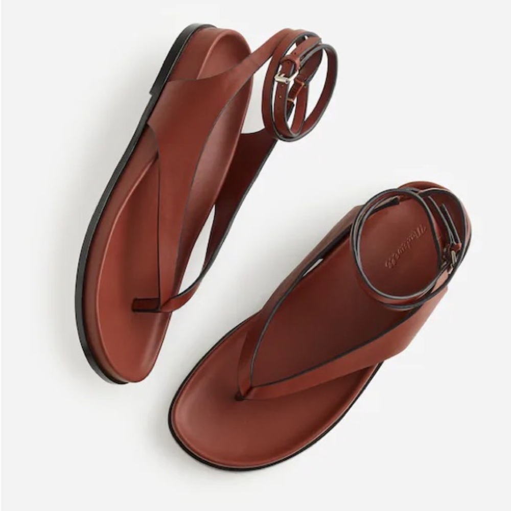 Madewell Brown Leather T-Strap Sandals